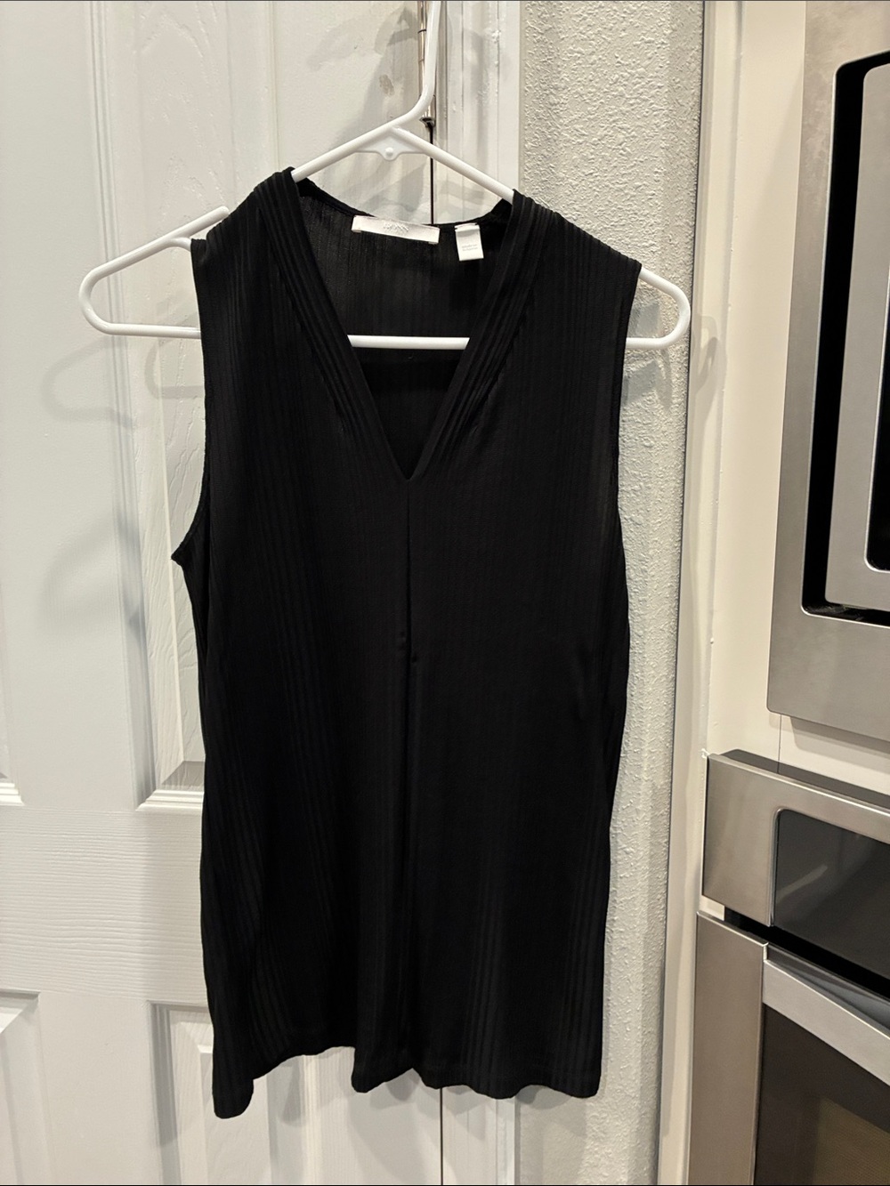 Boss Black Ribbed V-Neck Tank Top
